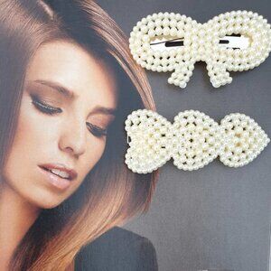 Pearls Bubbles Hair Clip Pin Set of 2 Women Fashion Classic Casual Accessory